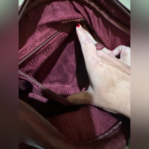 Cartier Bourdeax Pebbled Leather Large Crossbody Bag - Picture 7 of 10